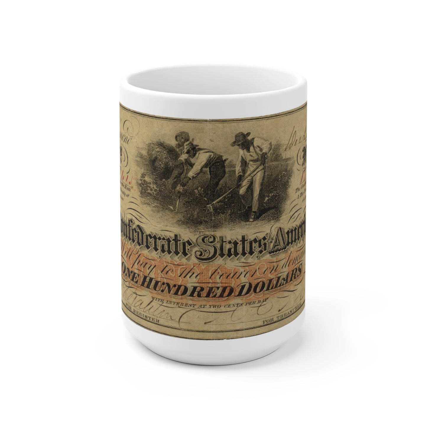 1862 Hoeing Cotton 100 Note 15oz White Mug