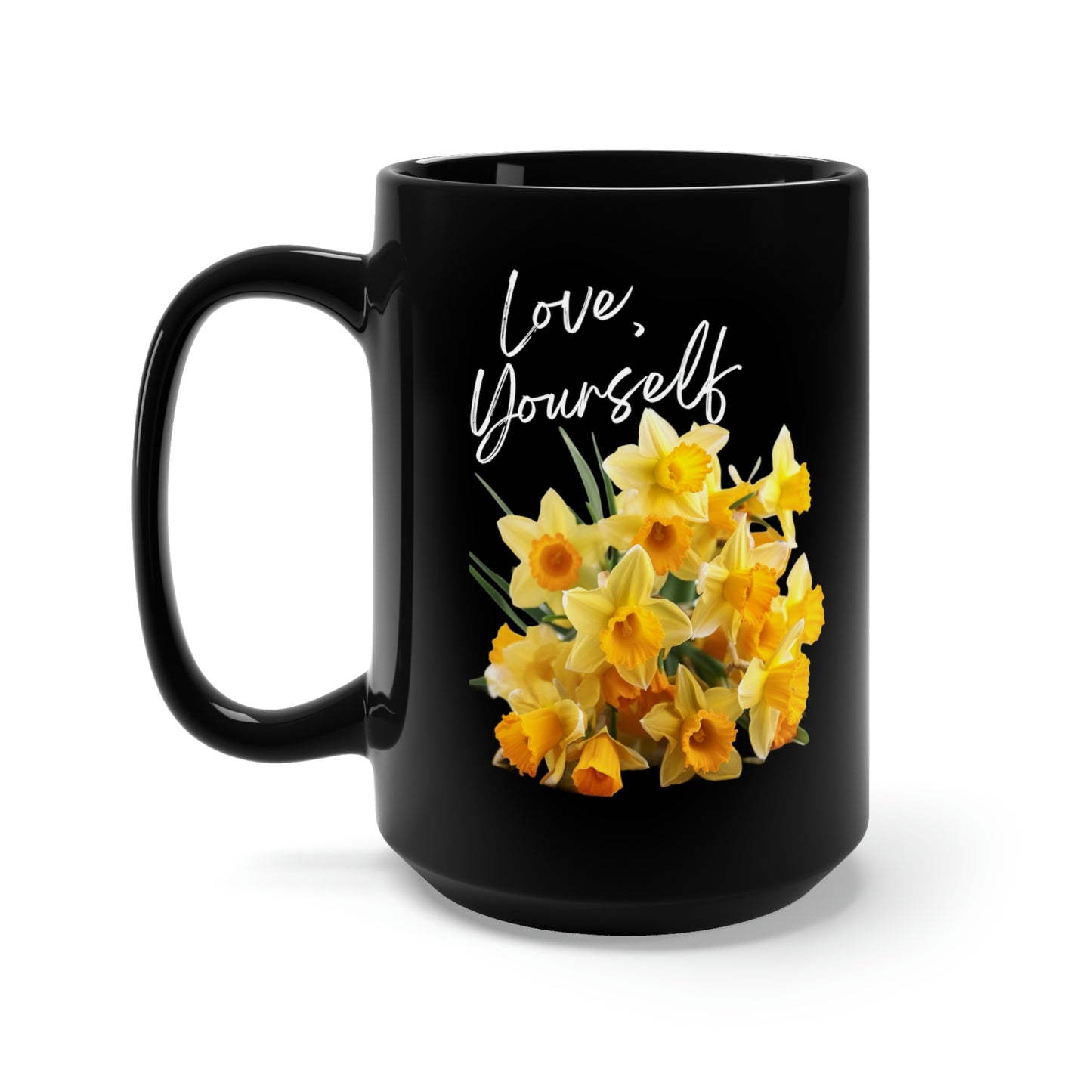 LY Daffodils 15oz Black Mug